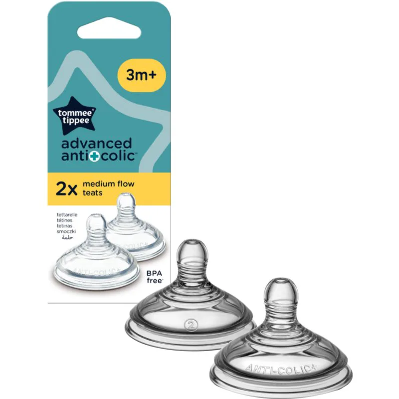 Tommee Tippee Closer To Nature Advanced Anti-colic Teat θηλή μπιμπερό Medium Flow 3m+ 2 τμχ