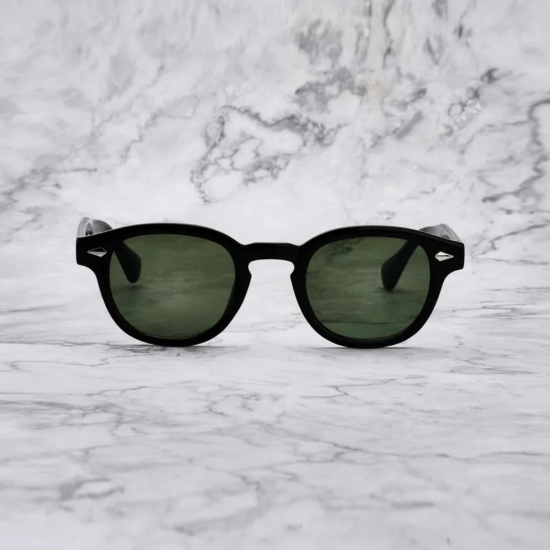 JOHNNY Tinted Sunglasses | Black | Green Shades | Explicit Poets Sunglasses