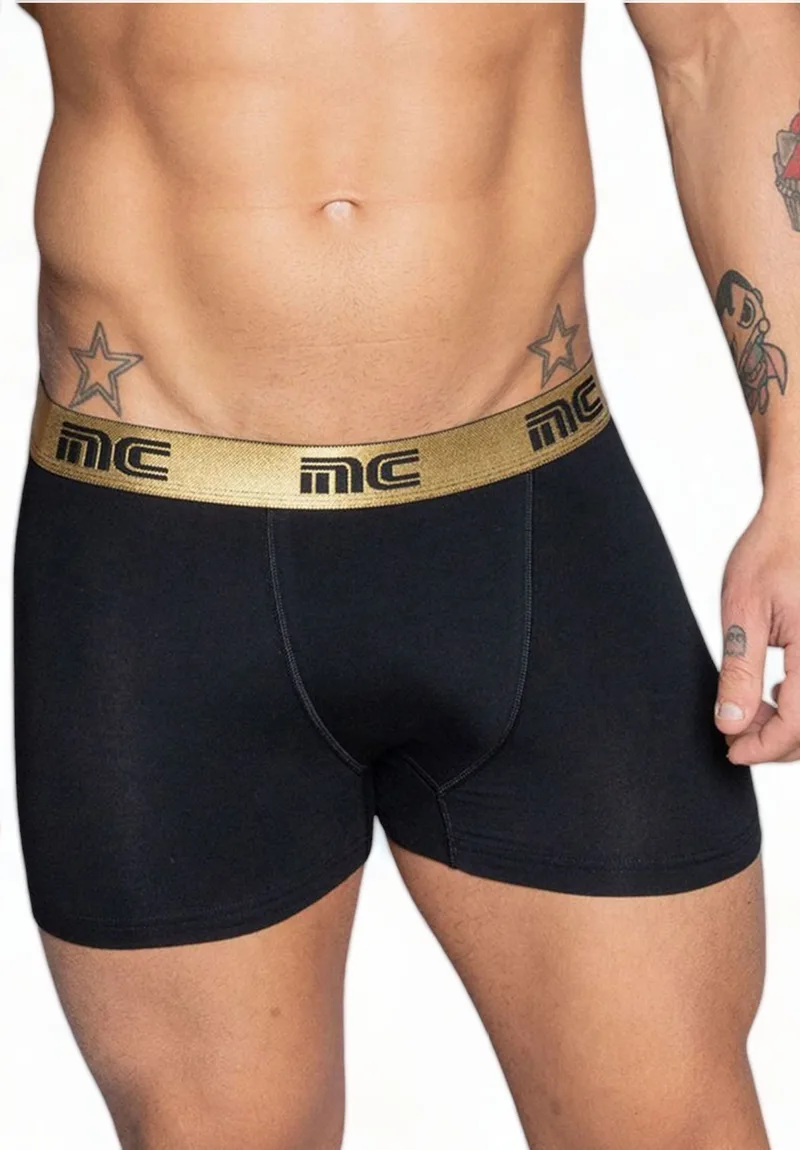 Boxer Ανδρικό με Χρωματιστό Λάστιχο Nina Club μαυρο-χρυσό NC411GLD-Μαύρο