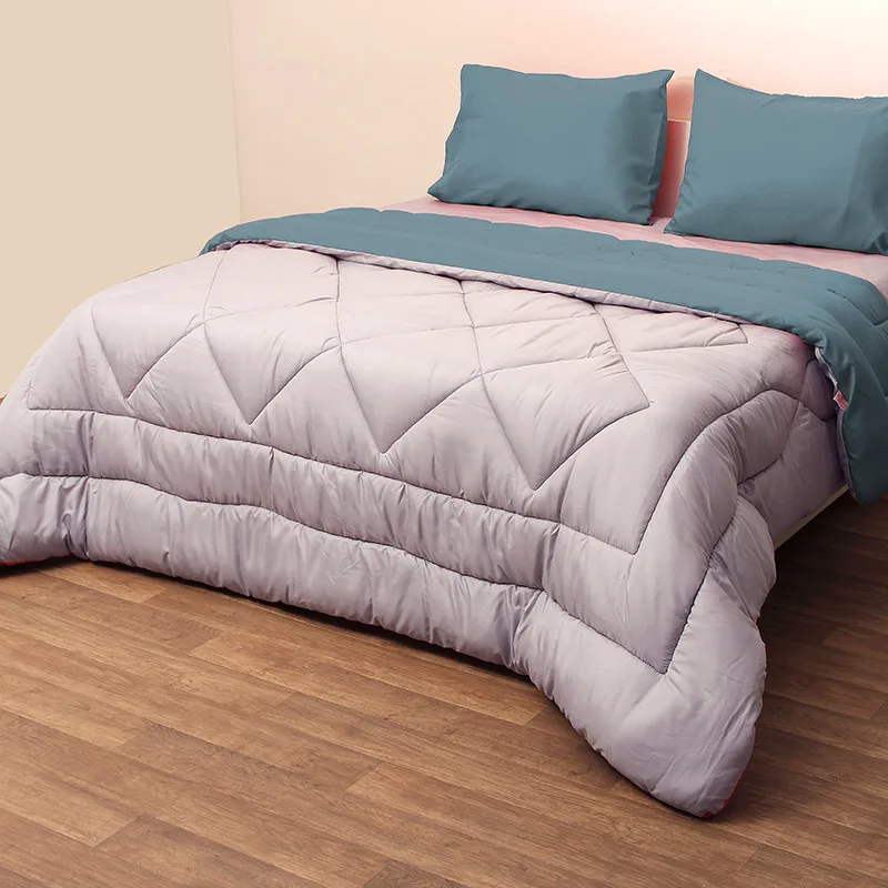 Πάπλωμα Μονό 160X240 Viopros Microfiber Γκρι/Πετρόλ (160x240)