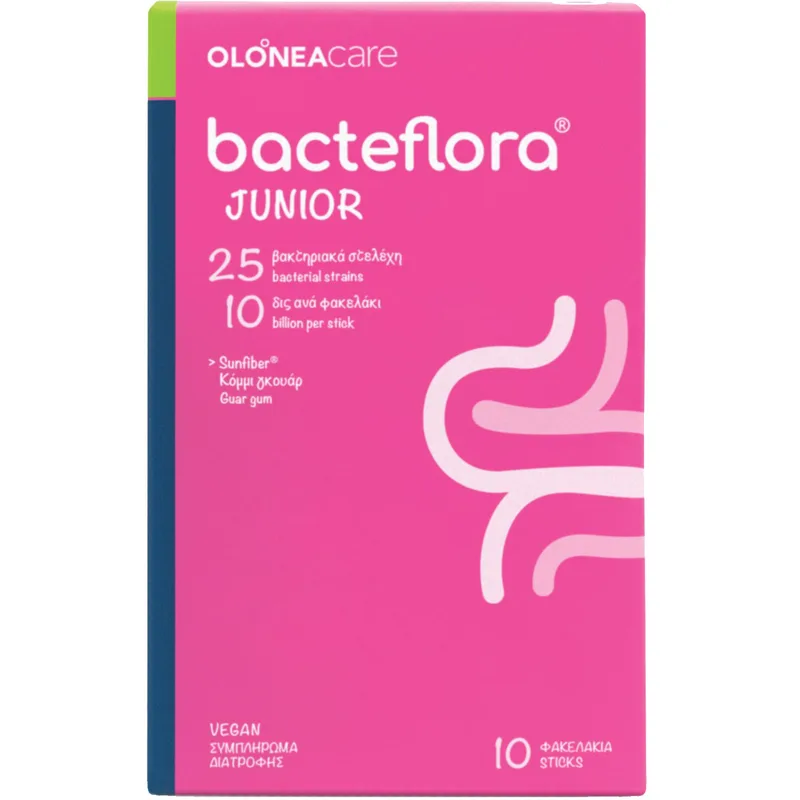 Olonea Bacteflora Junior Συμπλήρωμα Διατροφής με Προβιοτικά για Παιδιά σε Σκόνη με Ουδέτερη Γεύση 10 Sticks