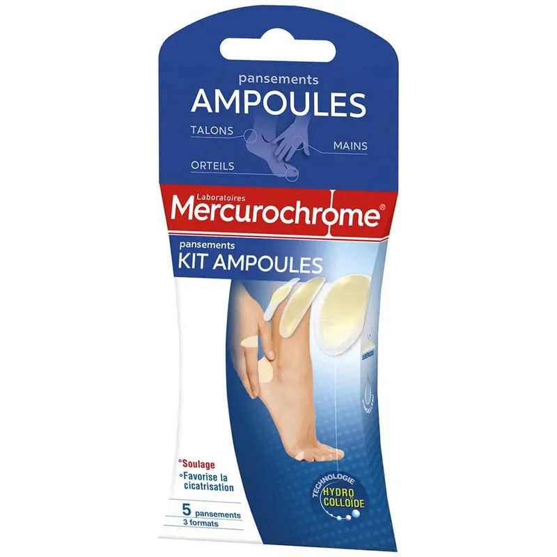 Mercurochrome Plasters Kit ampoules 3 sizes of 5 plasters