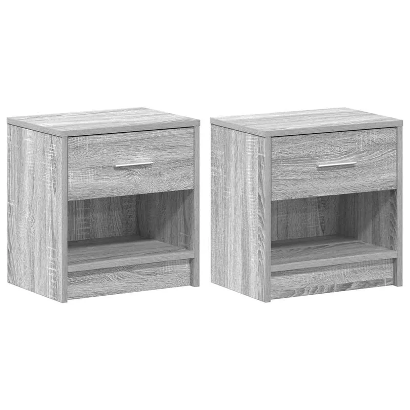 vidaXL Κομοδίνα 2 τεμ. με Συρτάρι Γκρι Sonoma 39x28x41 εκ.