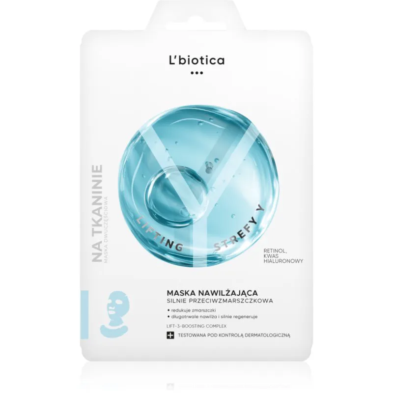 L’biotica Lifting Y Zone ενυδατική μάσκα προσώπου ενάντια στις ρυτίδες 1 τμχ
