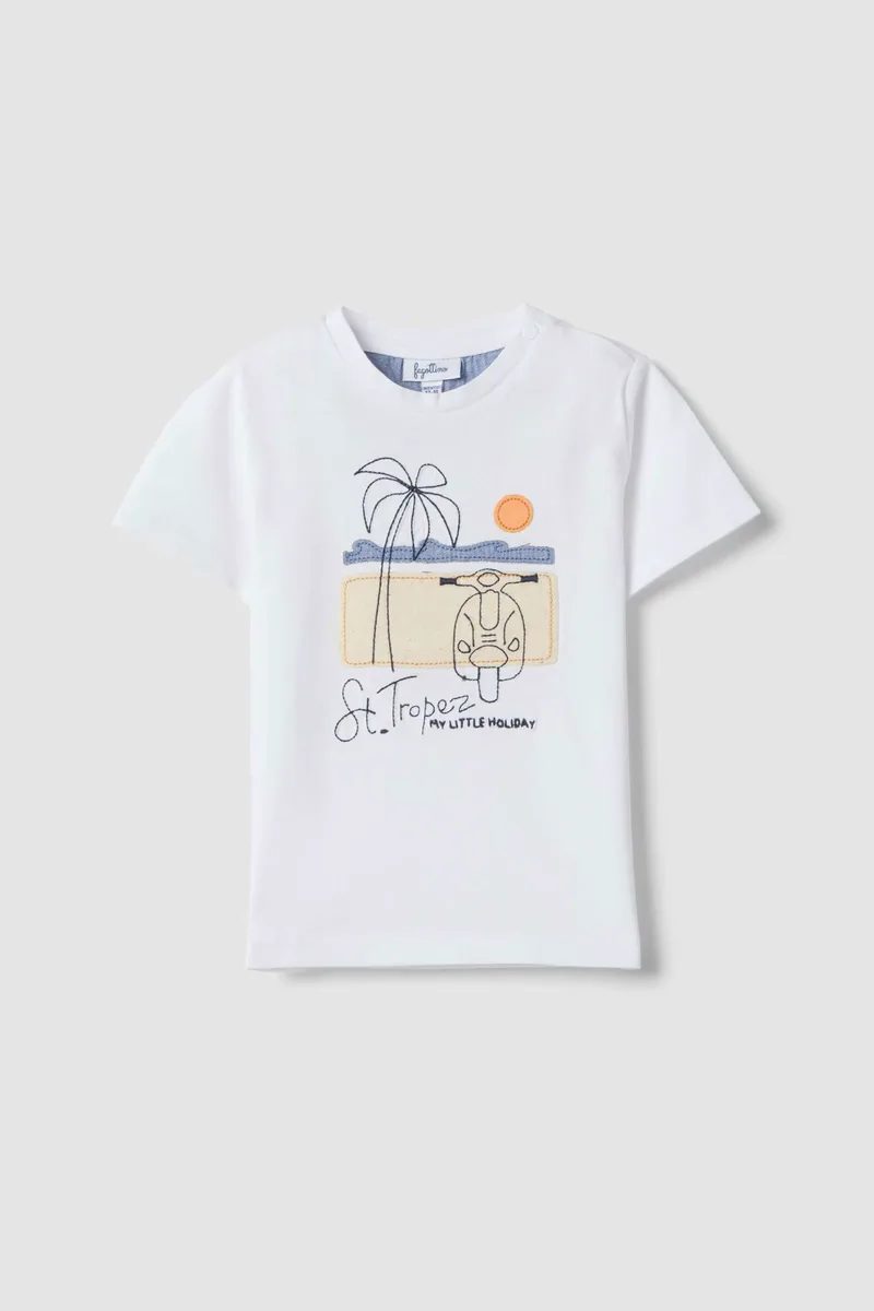 OVS βρεφικό T-shirt με print Regular Fit - 002619462 Λευκό