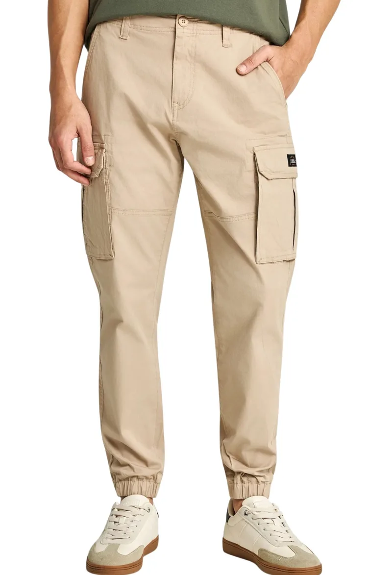 Παντελόνι Υφασμάτινο Funky Buddha Cargo Με Cuffed Τελείωμα FBM013-030-02-GREIGE Ανδρικό