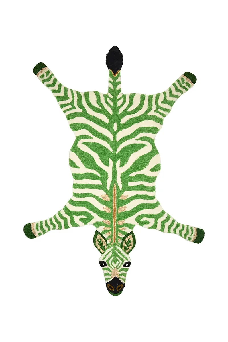 Μάλλινο χαλί Doing Goods Grassy Zebra 153 x 110 cm