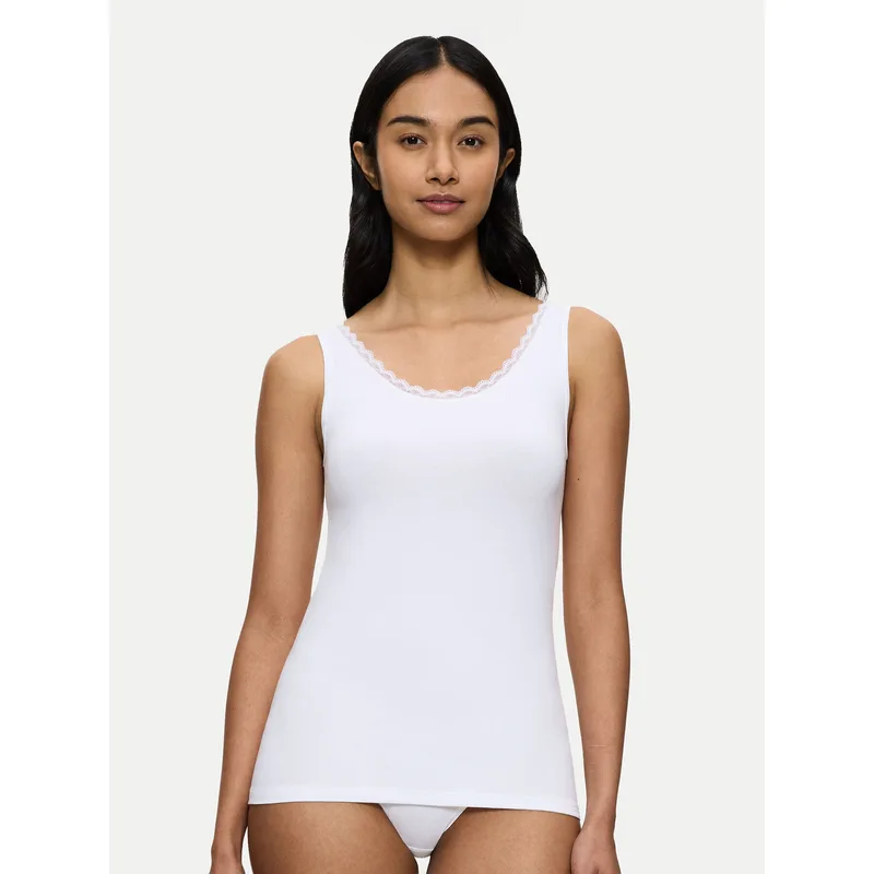 Triumph Τοπ Feel Of Cotton 10224975 Λευκό Slim Fit
