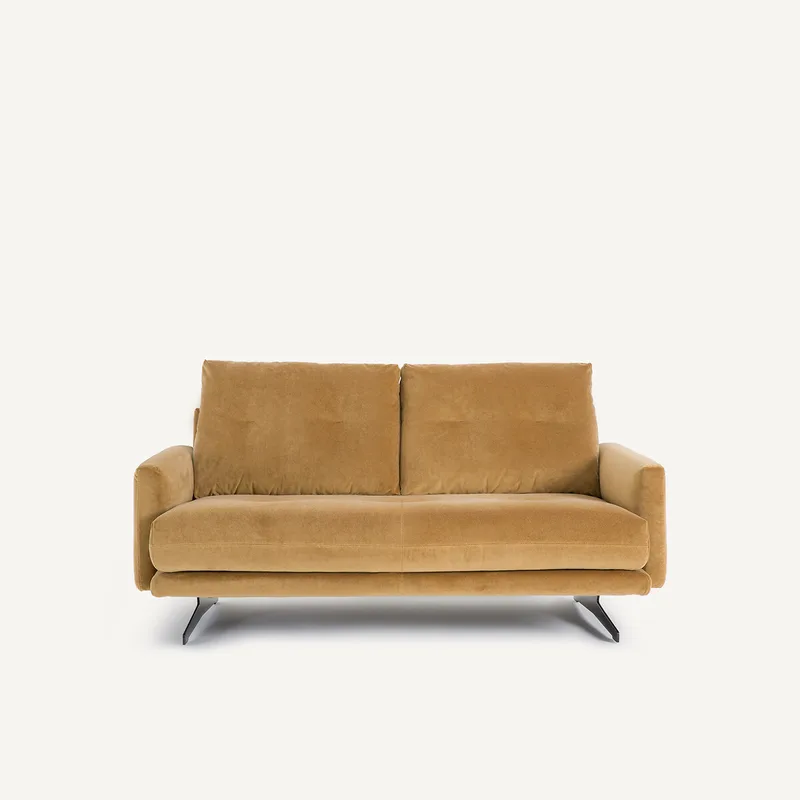 Διθέσιος καναπές από λινό βελούδο Μ95xΠ161xΥ81cm