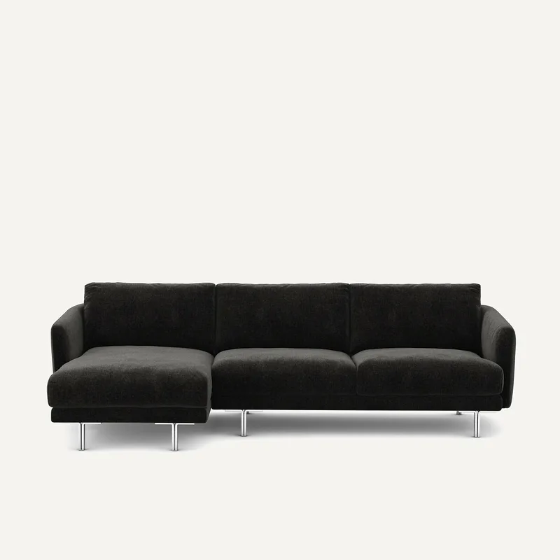 Γωνιακός καναπές από βελούδινo chenille Μ148xΠ246xΥ76cm