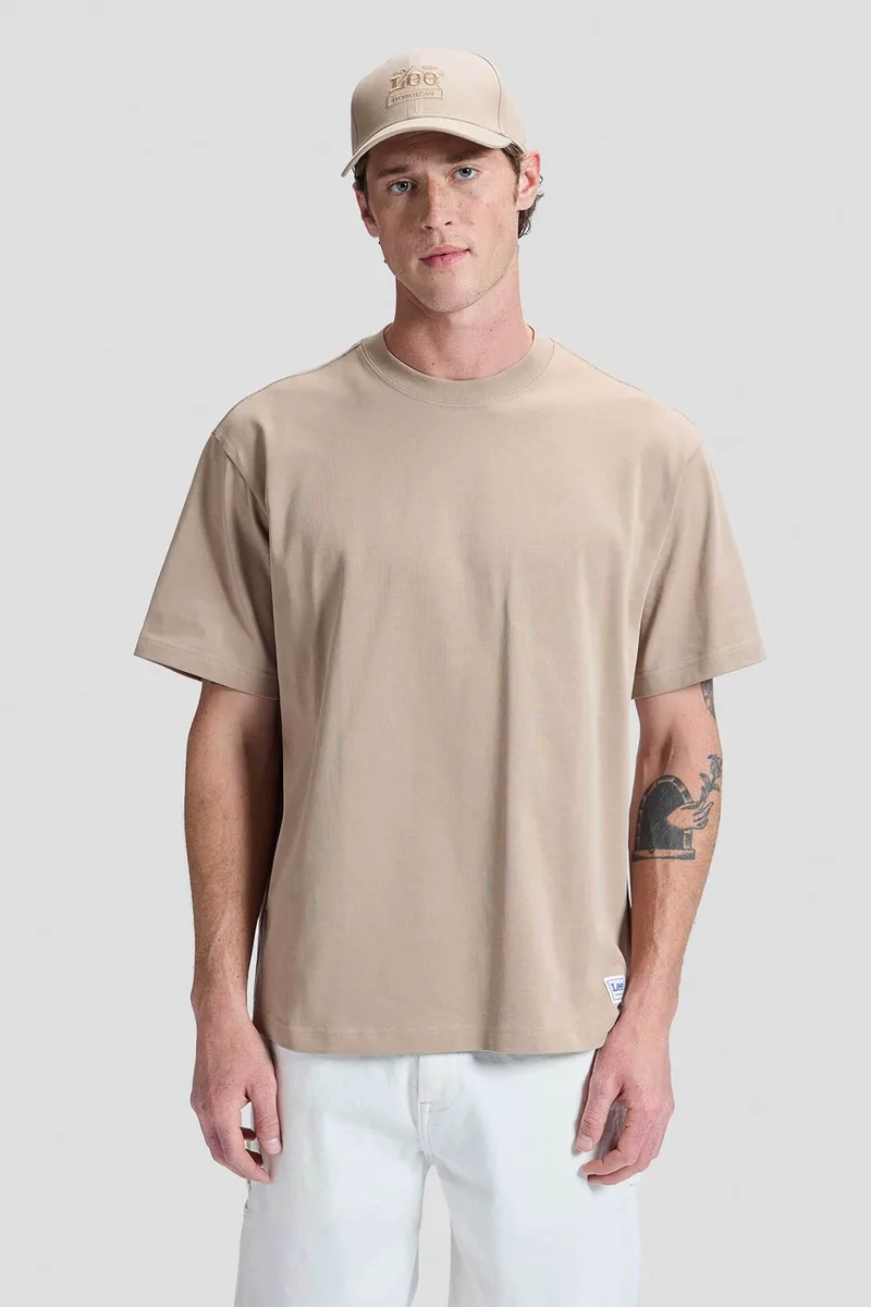 Lee® ανδρικό T-shirt μονόχρωμο Regular Fit "Workwear" - 112377734 Μπεζ