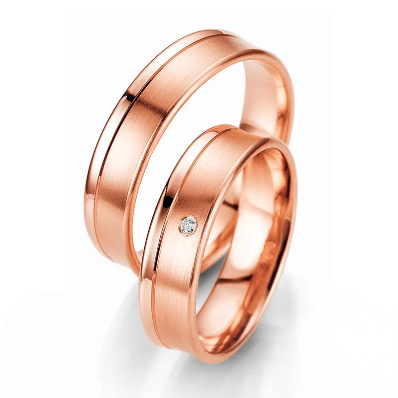 Ροζ Χρυσή Βέρα Γάμου Breuning με ή χωρίς Πέτρες WR318R diamonds k18