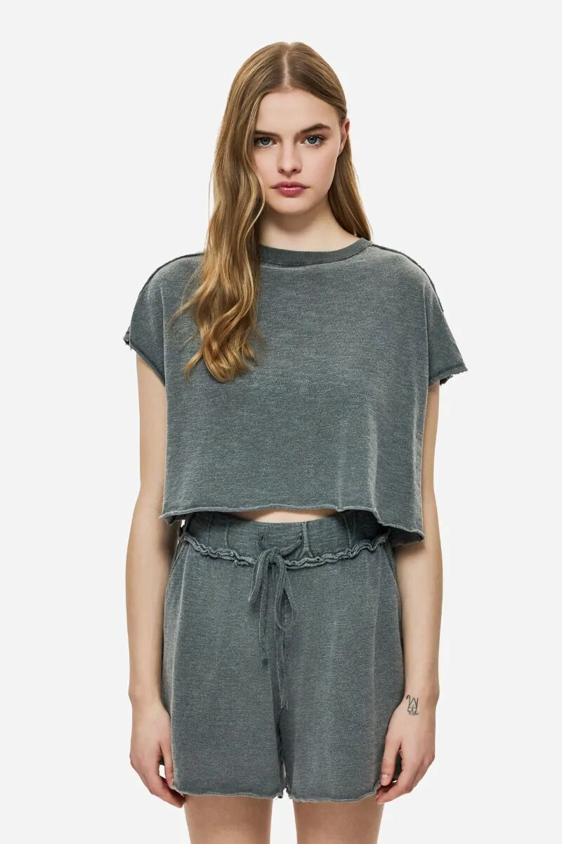 Dirty Laundry Γυναικείο Relaxed Raw Cut T-Shirt DLWT000148 Σκούρο Γκρί