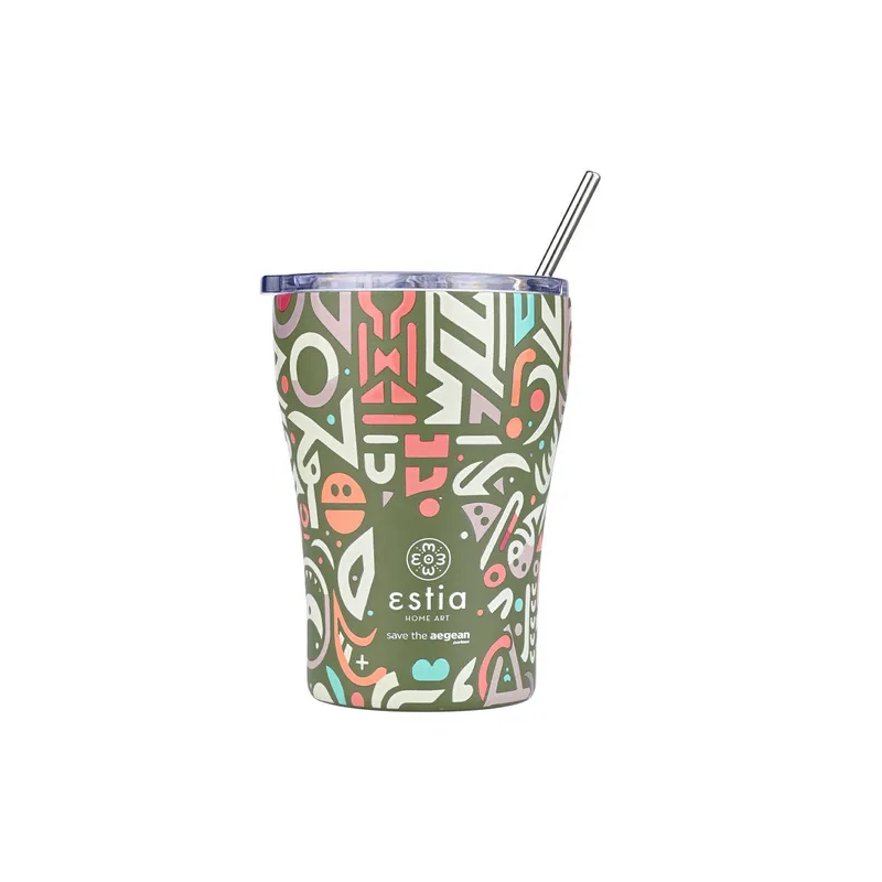 Θερμός-Ποτήρι Ανοξείδωτο Coffee Mug Geovivid Save The Aegean Estia 350ml-9x13εκ. 01-22938 (Υλικό: Ανοξείδωτο) - estia - 01-22938