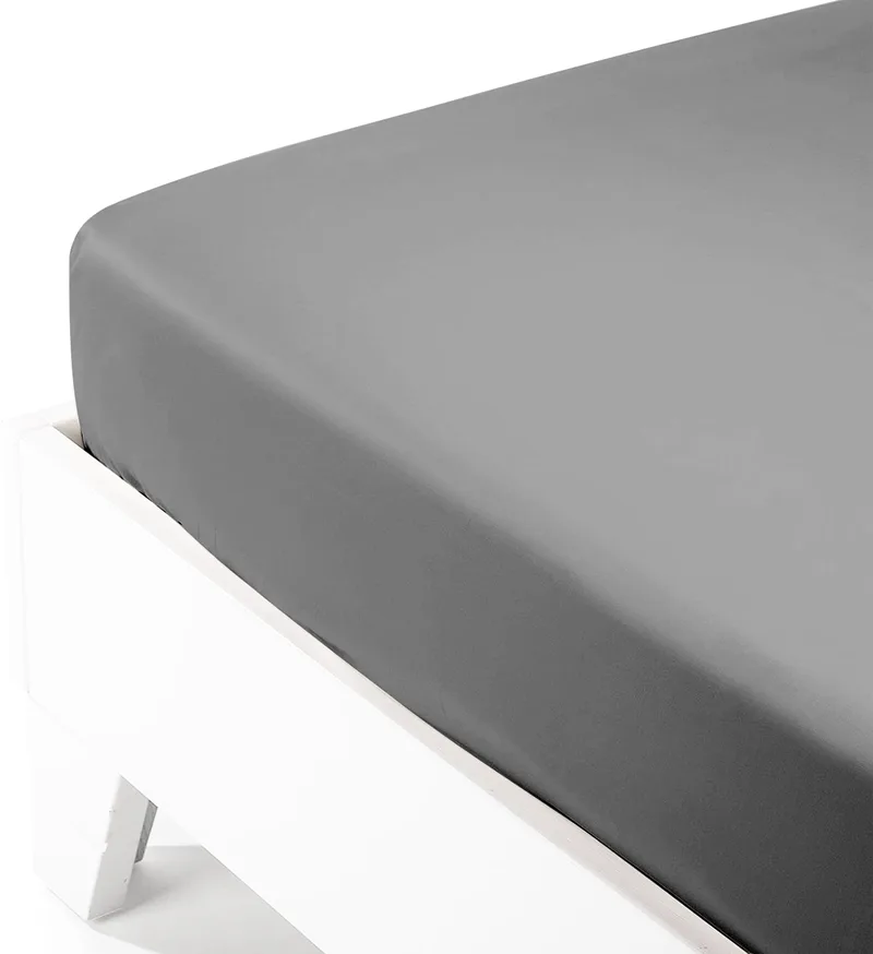 Κατωσέντονο Υπέρδιπλο Sunshine Home Satin με λάστιχο dark Grey 160x200+35