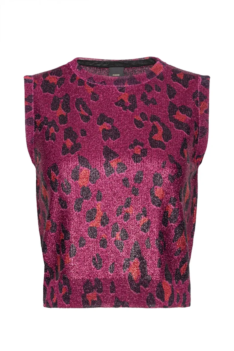PINKO TOP CAVOLAIA ΑΜΑΝΙΚΟ ΕΜΠΡΙΜΕ ΜΑΥΡΟ/ΜΩΒ