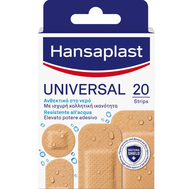 Hansaplast Universal Water Resistant Ανθεκτικά στο Νερό Επιθέματα σε Διάφορα Μεγέθη για Κάλυψη Μικρών Πληγών 20 Τεμάχια