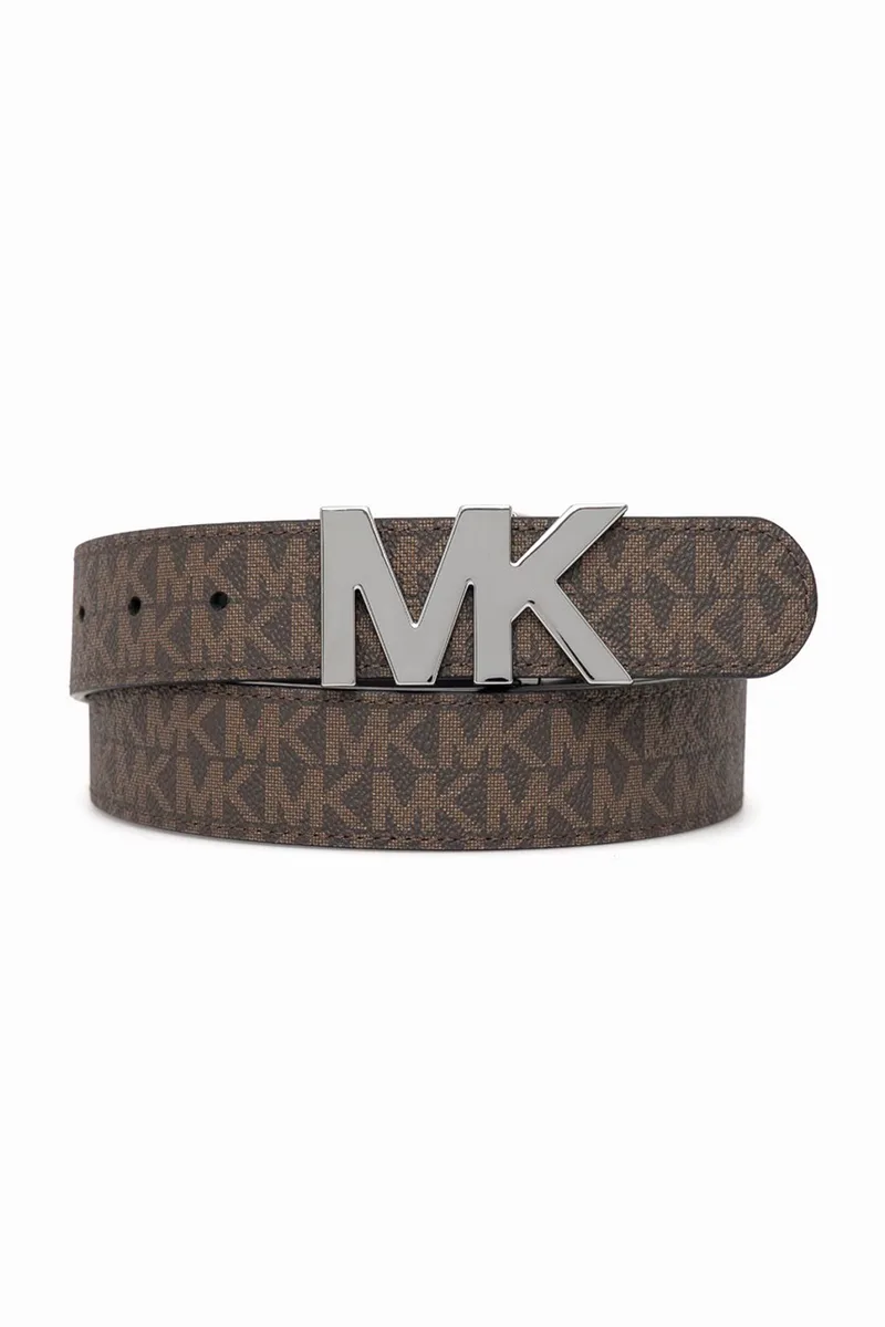 MICHAEL KORS ΖΩΝΗ REVERSIBLE ALL OVER LOGO ΚΑΦΕ-ΜΑΥΡΟ