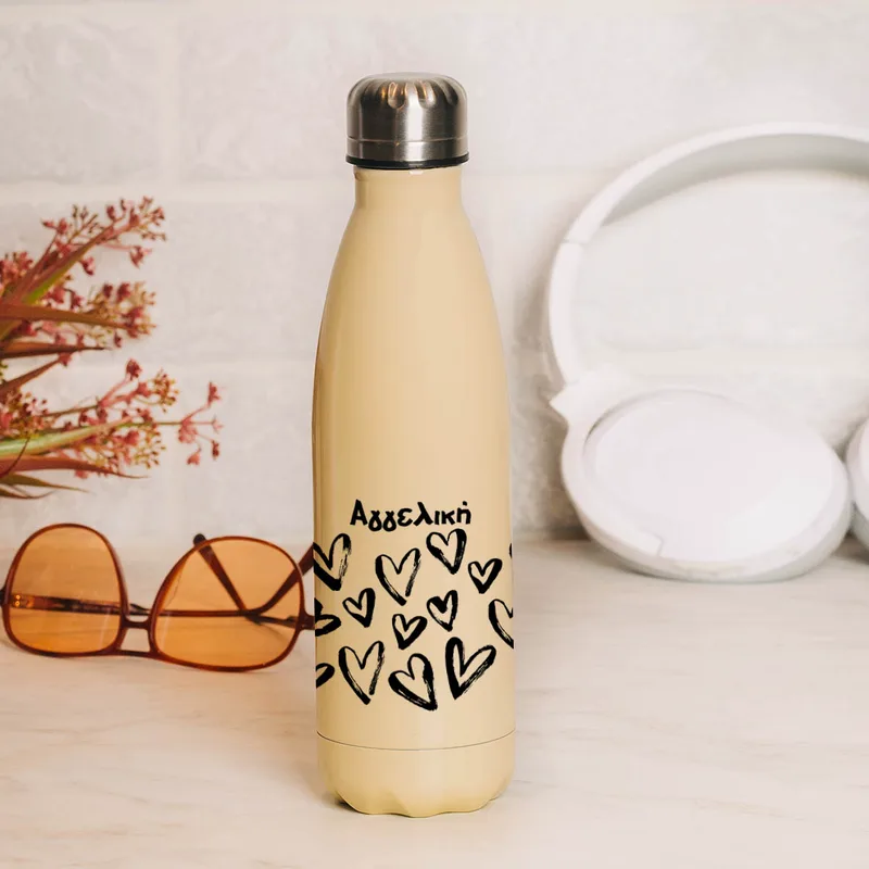 Black Hearts - Μπουκάλι Θερμός 500ml - Κίτρινο