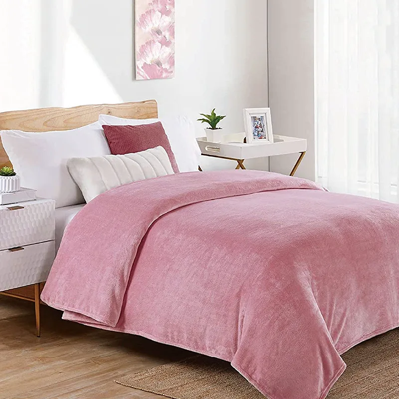 Κουβέρτα Fleece Υπέρδιπλη 220x240 Dimcol Solid 01 Ροζ 220x240