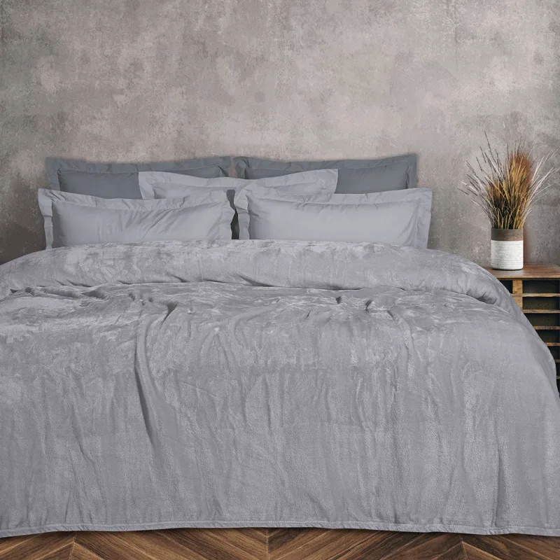 Κουβέρτα Fleece Υπέρδιπλη 220x240 Das Home Velour 1342 Grey 220x240