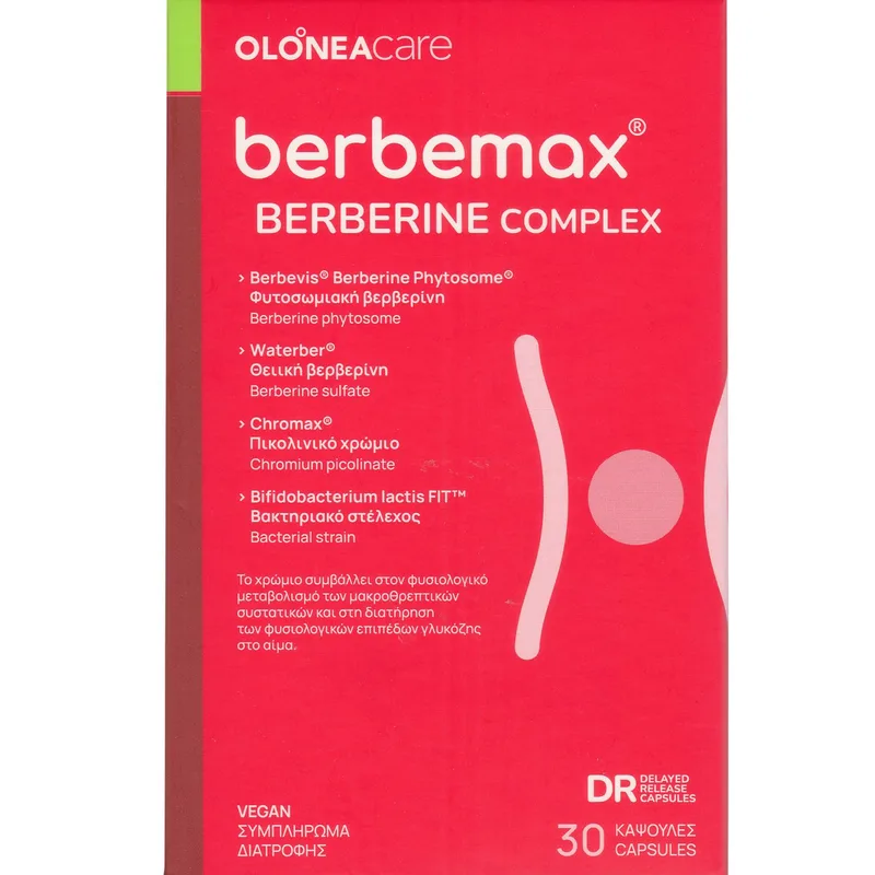 Olonea Berbemax Berberine Complex Συμπλήρωμα Διατροφής Συμπλέγματος Βερβερίνης, Χρωμίου & Προβιοτικών για Ενίσχυση του Μεταβολισμού του Λίπους, Υδατανθράκων & Διατήρηση των Φυσιολογικών Επιπέδων Γλυκόζης στο Αίμα 30caps