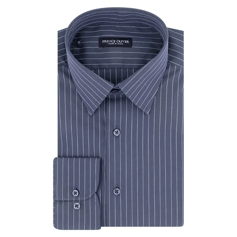 Superior Πουκάμισο Ανθρακί Ριγέ 100% Fine Cotton (Modern Fit)