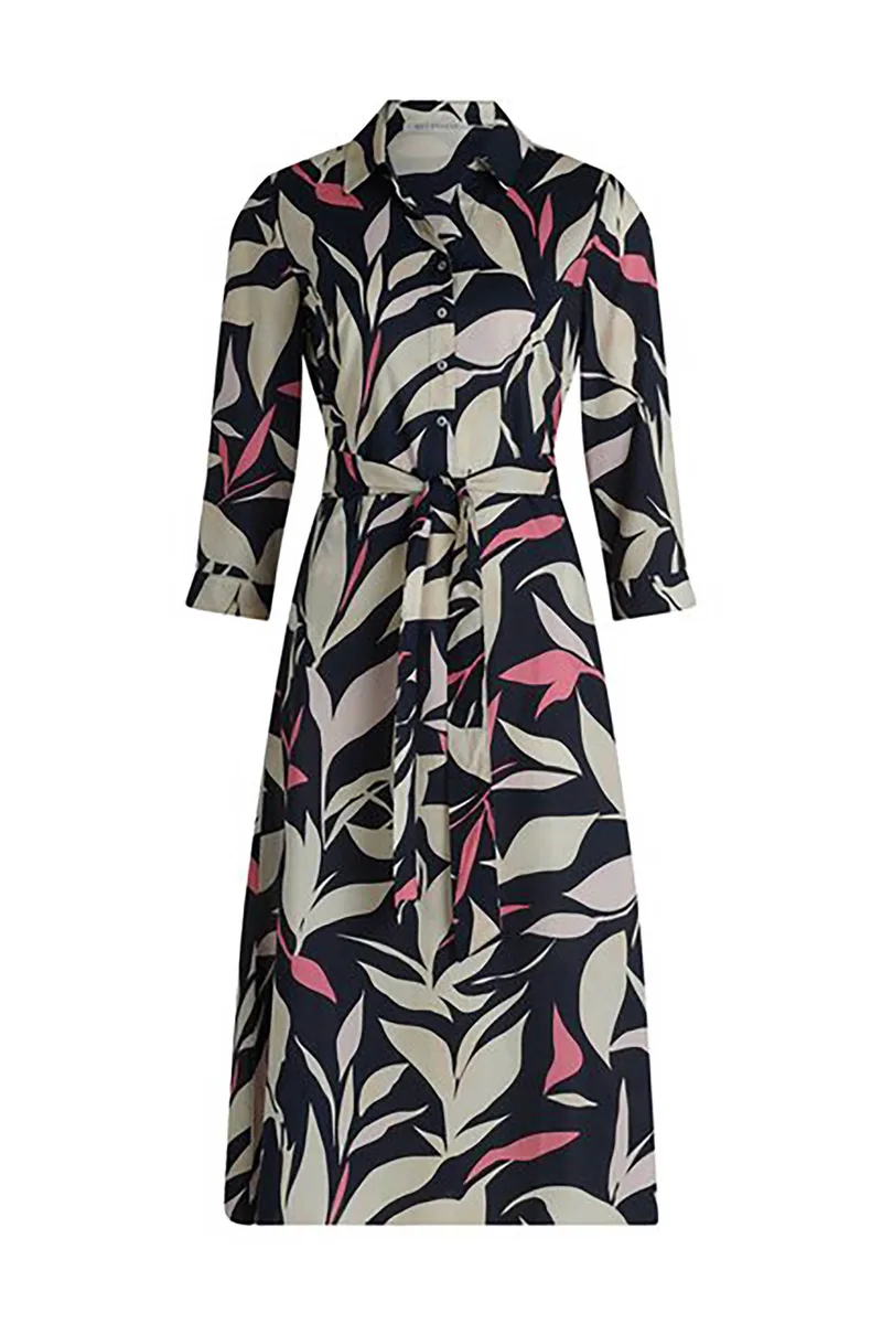 BETTY & CO γυναικείο midi φόρεμα σεμιζιέ με floral print και μανίκι 3/4 - 1106/3213 Μπλε Σκούρο