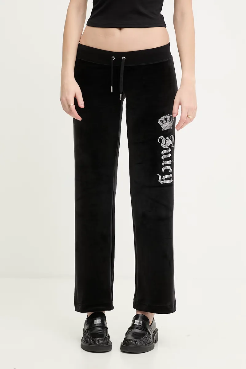 Juicy Couture παντελόνι επίσημο γυναικείο βελούρ GOTHIC CROWN