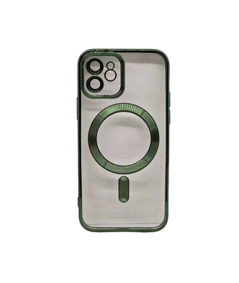 Magsafe Back Cover Σιλικόνης Διάφανο/Πράσινο (iPhone 12)
