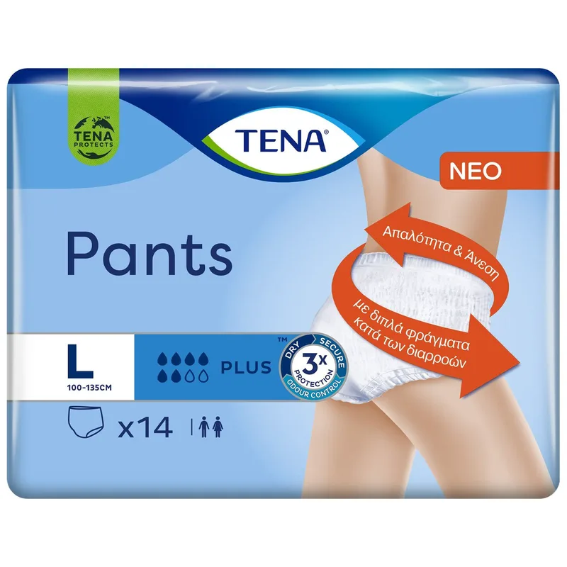Tena Value Pack Pants Plus Άνετα & Αξιόπιστα Εσώρουχα μιας Χρήσης για Μέτρια προς Βαριά Μορφή Ακράτειας 14 Τεμάχια - Large 100-135cm
