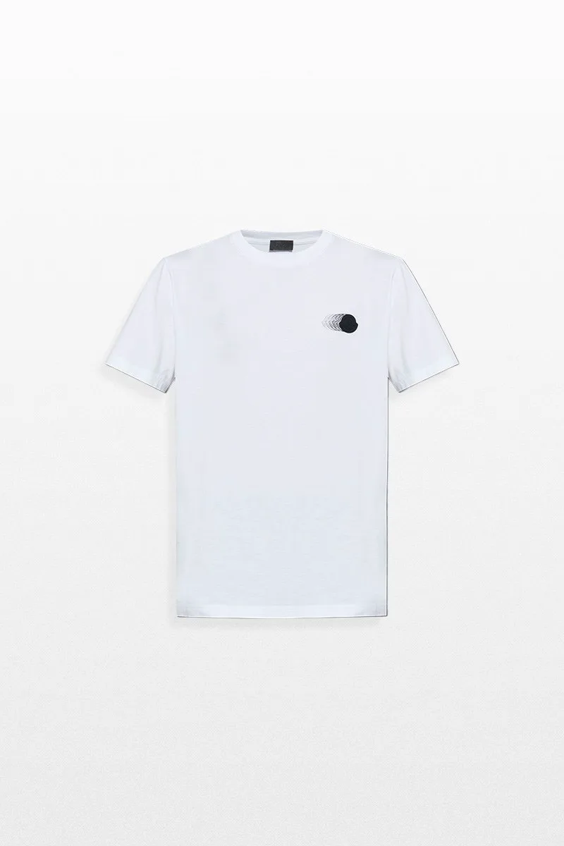 MONCLER Ανδρικό Λευκό White T-shirt With Logo Patch