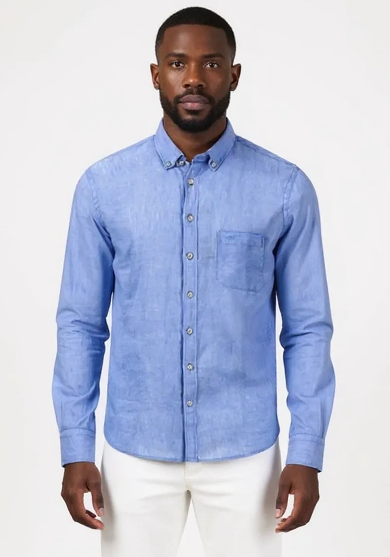 Fynch Hatton Πουκάμισο της σειράς Linen - 1513 6000 628 Strong Blue
