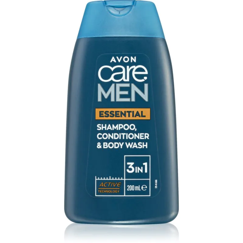 Avon Care Men Essential 3 σε 1 σαμπουάν, μαλακτικό και τζελ για ντους 200 ml
