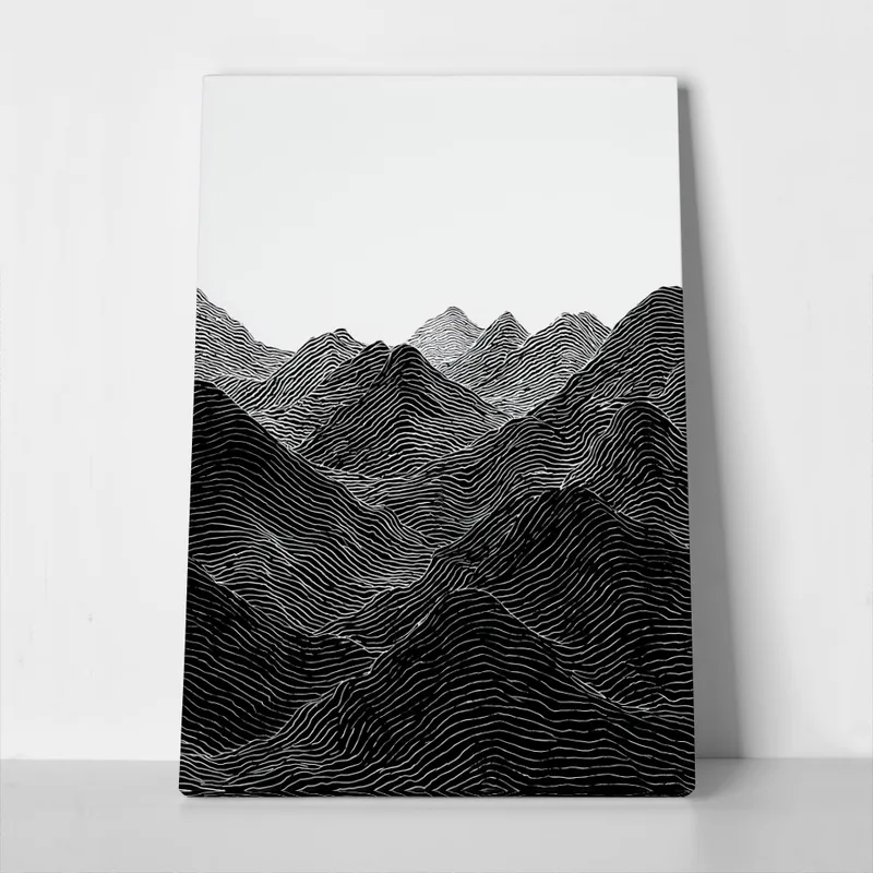 Πίνακας σε Καμβά BOHO BLACK & WHITE ABSTRACT MOUNTAINS