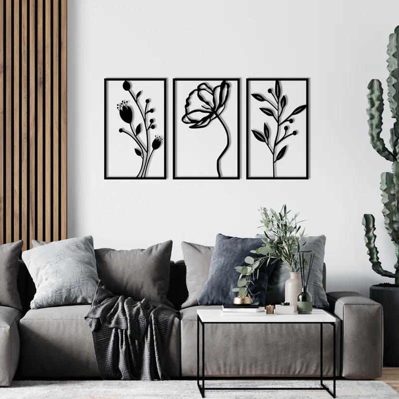 Μεταλλικό Διακοσμητικό Τοίχου Flowers 279Enz1241 70x39 cm