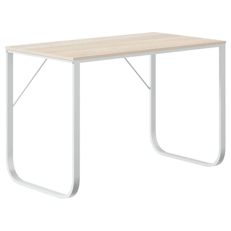 vidaXL Γραφείο Υπολογιστή Λευκό/Δρυς 110 x 60 x 73 εκ. από Μοριοσανίδα
