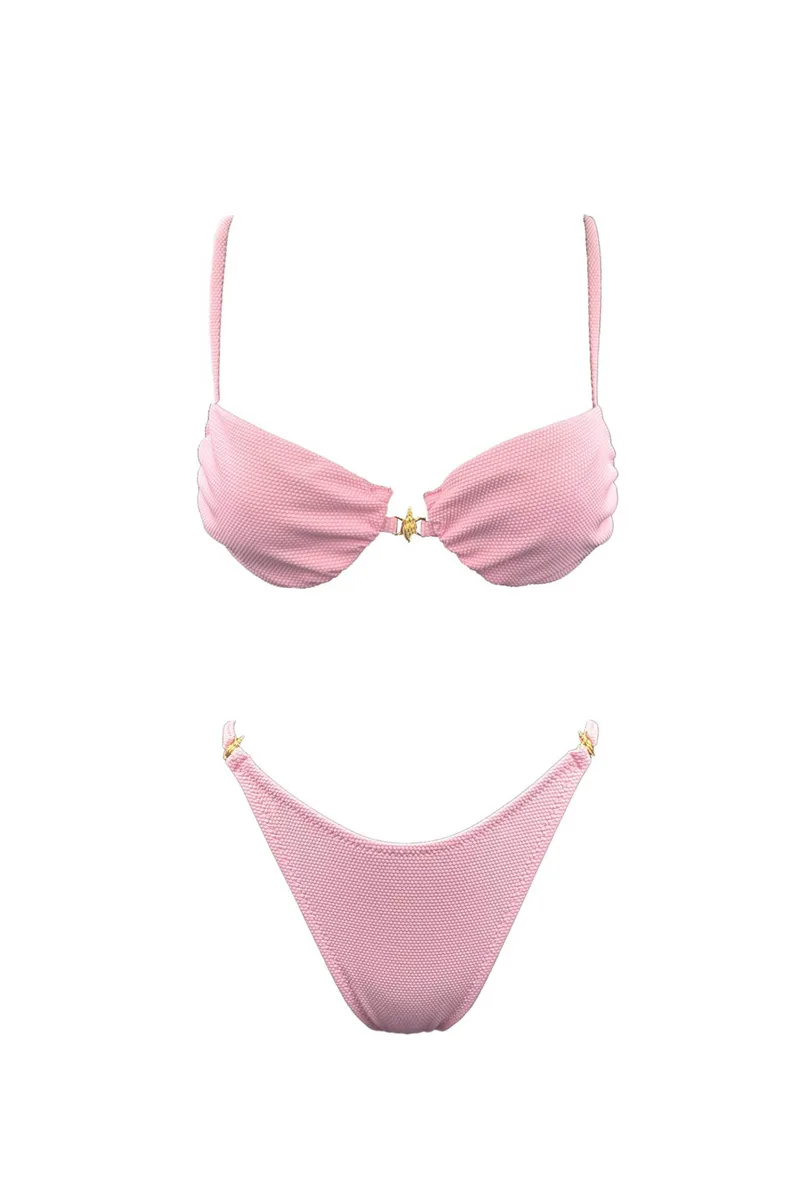 Emma Swimwear σετ γυναικείο μαγιό μπικίνι "Cotton Candy Snail Wire" - EMMA 988 Ροζ