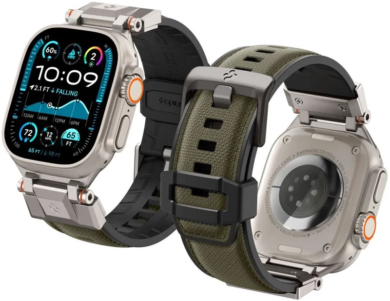 Λουράκι Apple Watch Ultra/SE/11/10/9/8/7/6/5/4 (49/46/45/44mm) Spigen DuraPro Armor Σιλικόνης - Military Green (AMP09102)