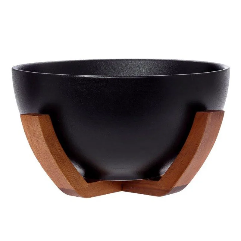Σαλατιέρα Με Ξύλινη Βάση 25,5x12,5εκ. Acacia CRYSPO TRIO 65.000.211 (Χρώμα: Μαύρο) - CRYSPO TRIO - 65.000.211