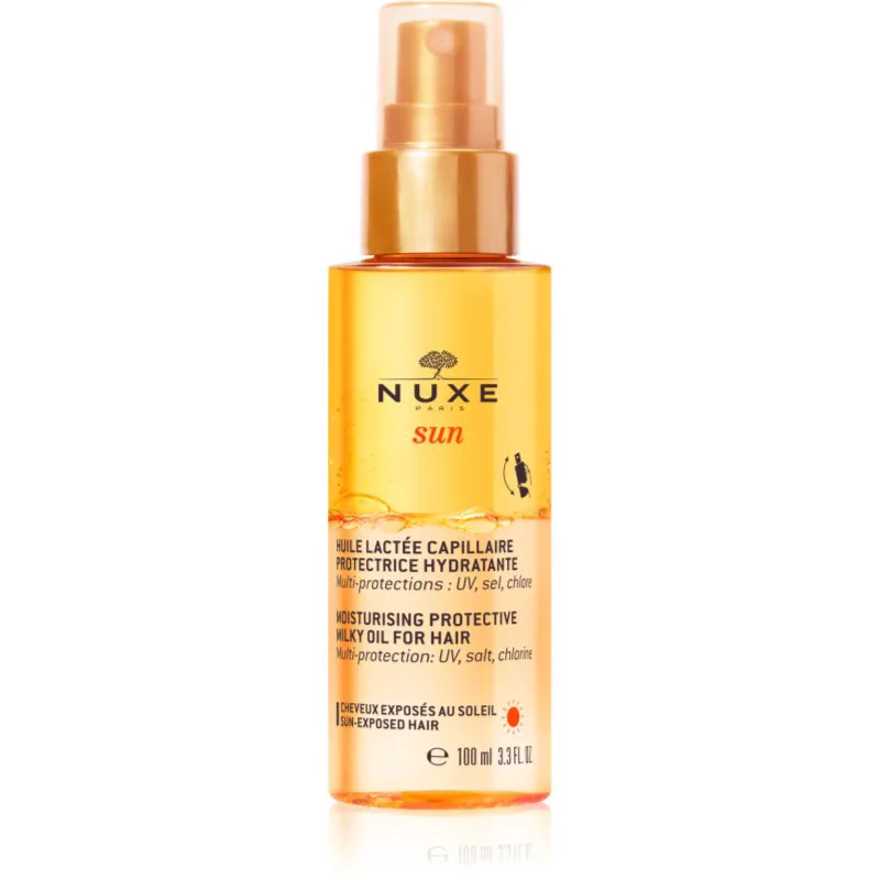 Nuxe Sun Moisturizing Protective Milky Oil For Hair προστατευτικό λάδι για μαλλιά επηρεασμένα από χλώριο, ήλιο και το αλμυρό νερό 100 ml