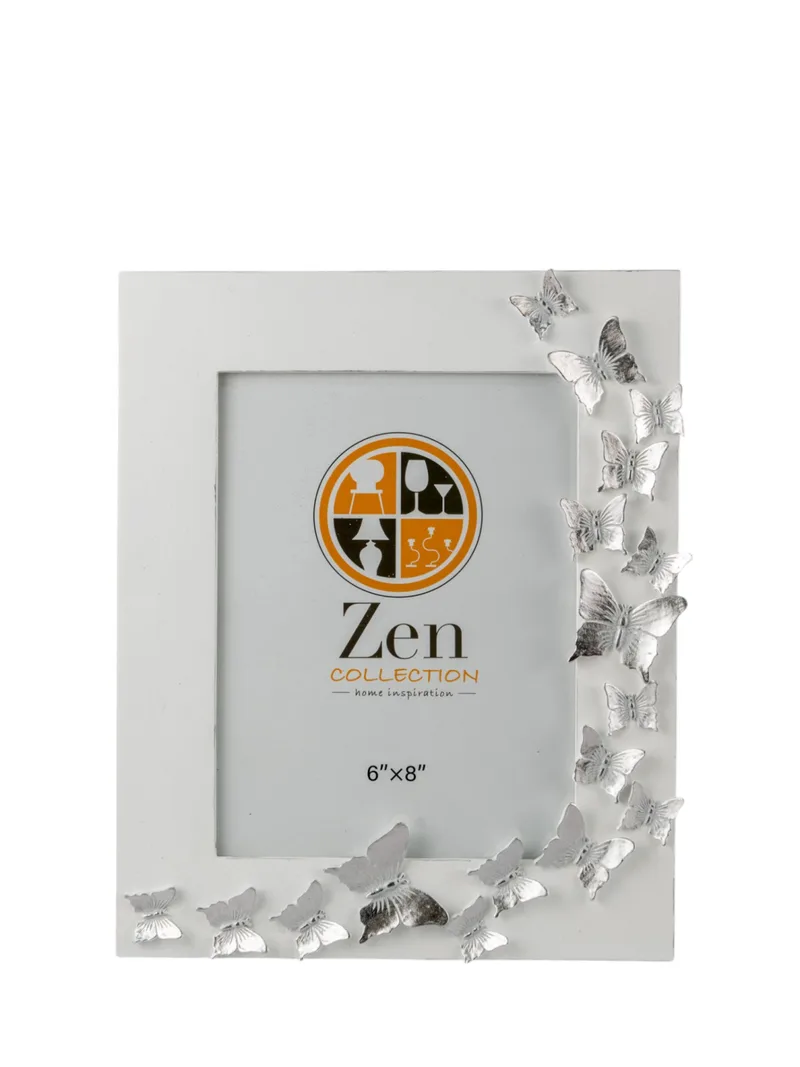 Κορνίζα Polyester Λευκή-Ασημί Πεταλούδες 15x20εκ. Zen Collection 25.2.50715 (Υλικό: Polyester, Χρώμα: Λευκό) - ZEN COLLECTION - 25.2.50715
