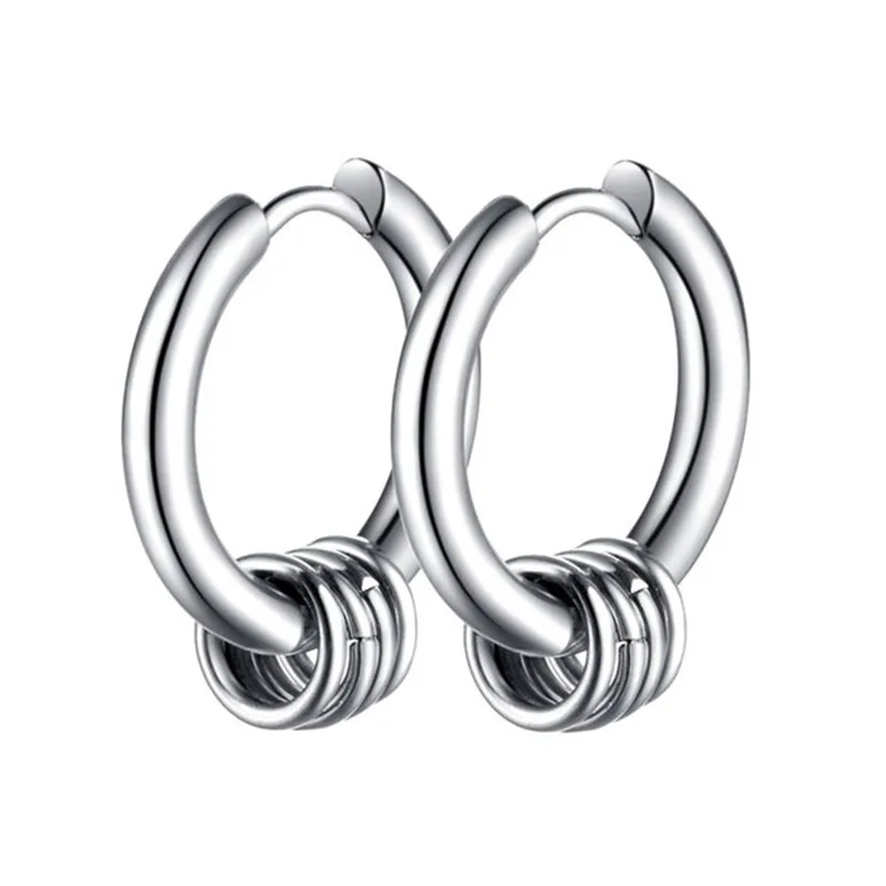 Jt Unisex ατσάλινα σκουλαρίκια κρίκοι μικροί με κρικάκια Ασημί