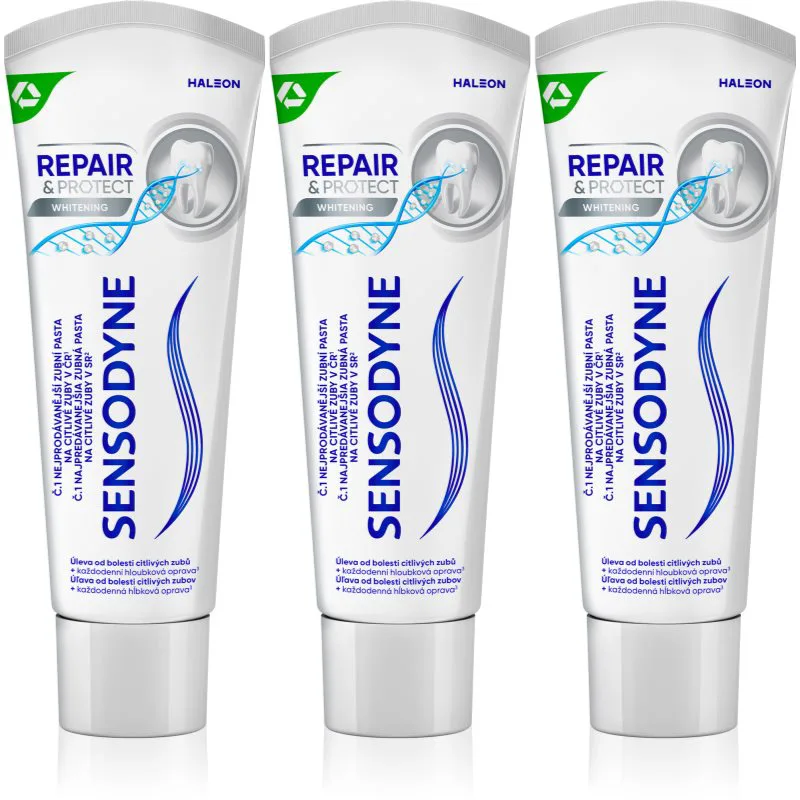 Sensodyne Repair & Protect Whitening λευκαντική οδοντόκρεμα για ευαίσθητα δόντια 3x75 ml