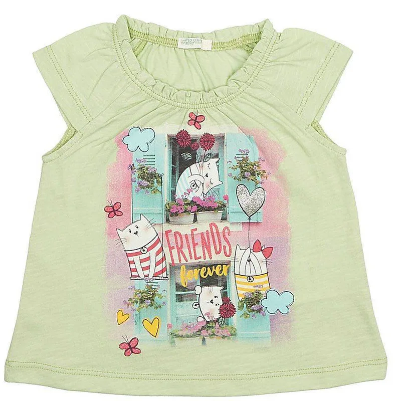 ΜΠΛΟΥΖΑ ΜΕ ΚΟΝΤΟ ΜΑΝΙΚΙ BENETTON GARDEN BABY G ΓΑΤΟΥΛΕΣ ΠΑΣΤΕΛ ΠΡΑΣΙΝΟ (68 CM)-(6-9 ΜΗΝΩΝ)