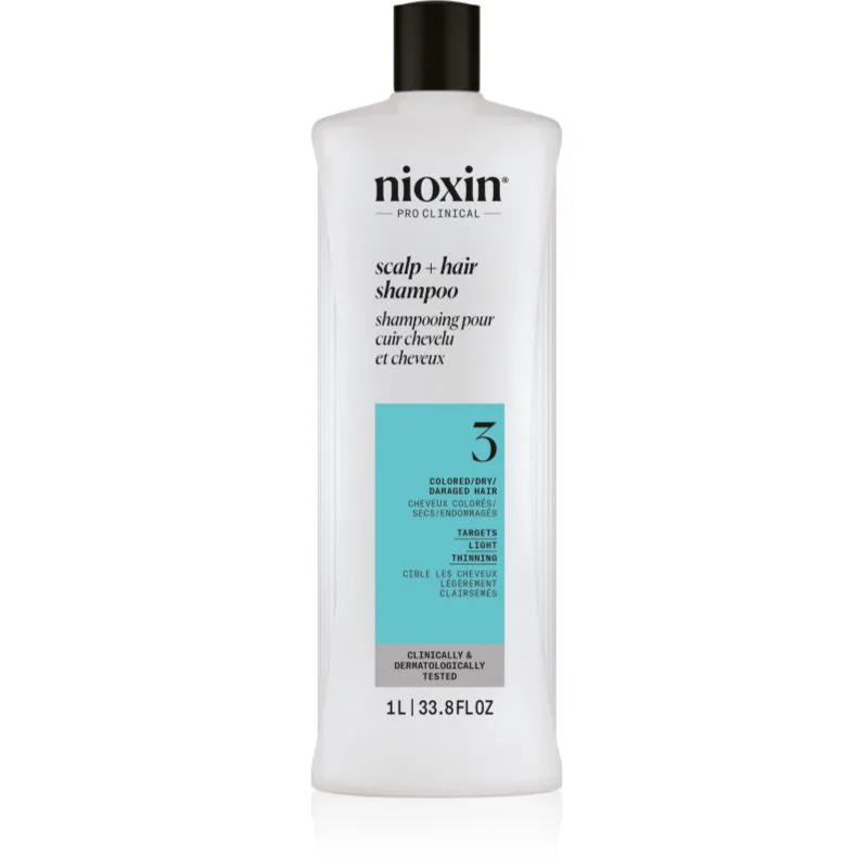 Nioxin System 3 Scalp + Hair Shampoo καθαριστικό σαμπουάν για βαμμένα αραιωμένα μαλλιά 1000 ml
