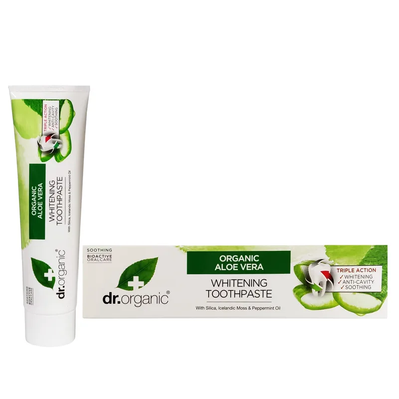 Dr Organic Aloe Vera Whitening Toothpaste Λευκαντική Οδοντόκρεμα με Βιολογική Αλόη Βέρα 100ml