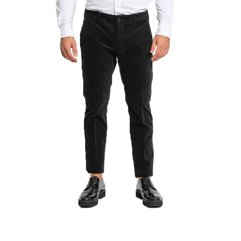 PAL ZILERI Ανδρικό Μαύρο Velvet Straight-Leg Trousers