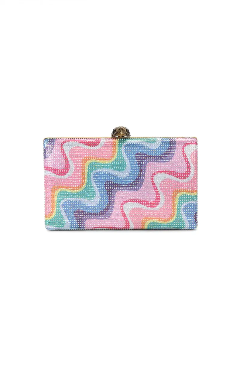 KURT GEIGER TΣΑΝΤΑ CROSSBODY/ΩΜΟΥ CRYSTAL KENSINGTON CLUTCH ΣΤΡΑΣ ΑΛΥΣΙΔΑ LOGO ΠΟΛΥΧΡΩΜΟ