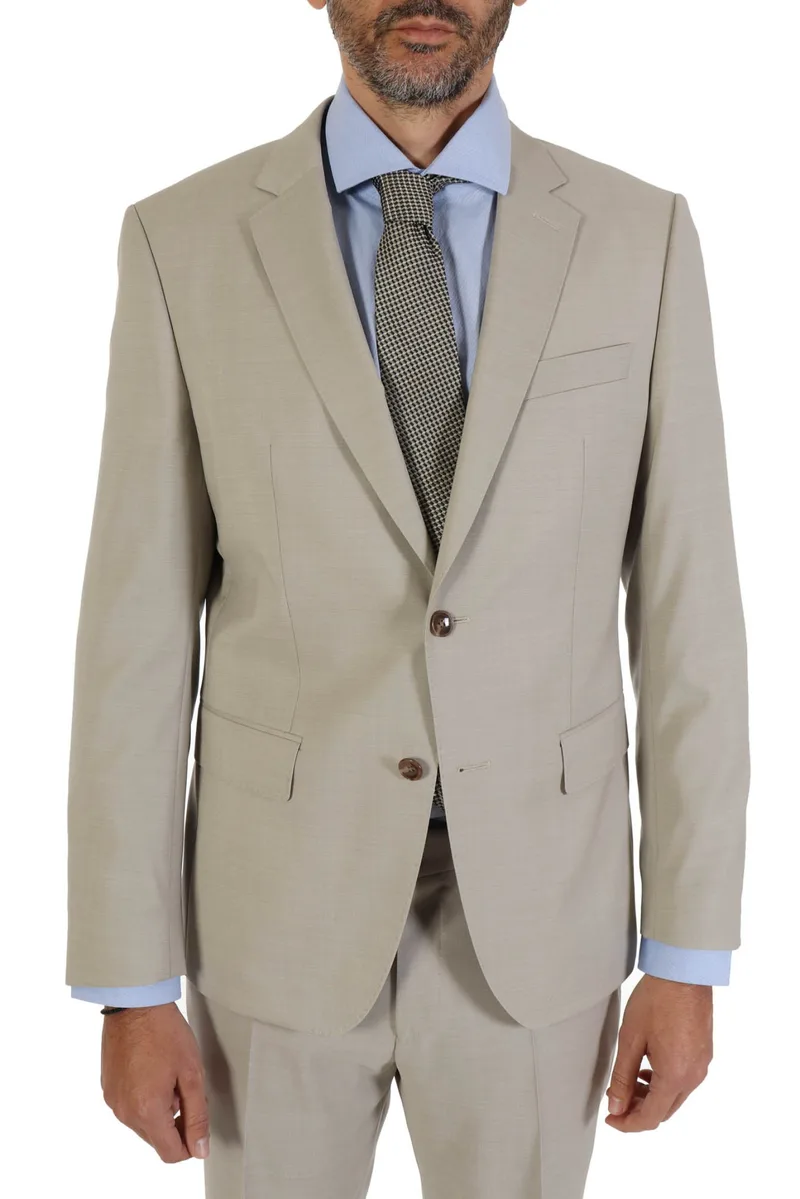 BOSS ΣΑΚΑΚΙ ΚΟΣΤΟΥΜΙΟΥ SUPER 100 SLIM FIT LANIFICΟ TESSE BIELLA H-HUGE-MM-224 ΜΠΕΖ